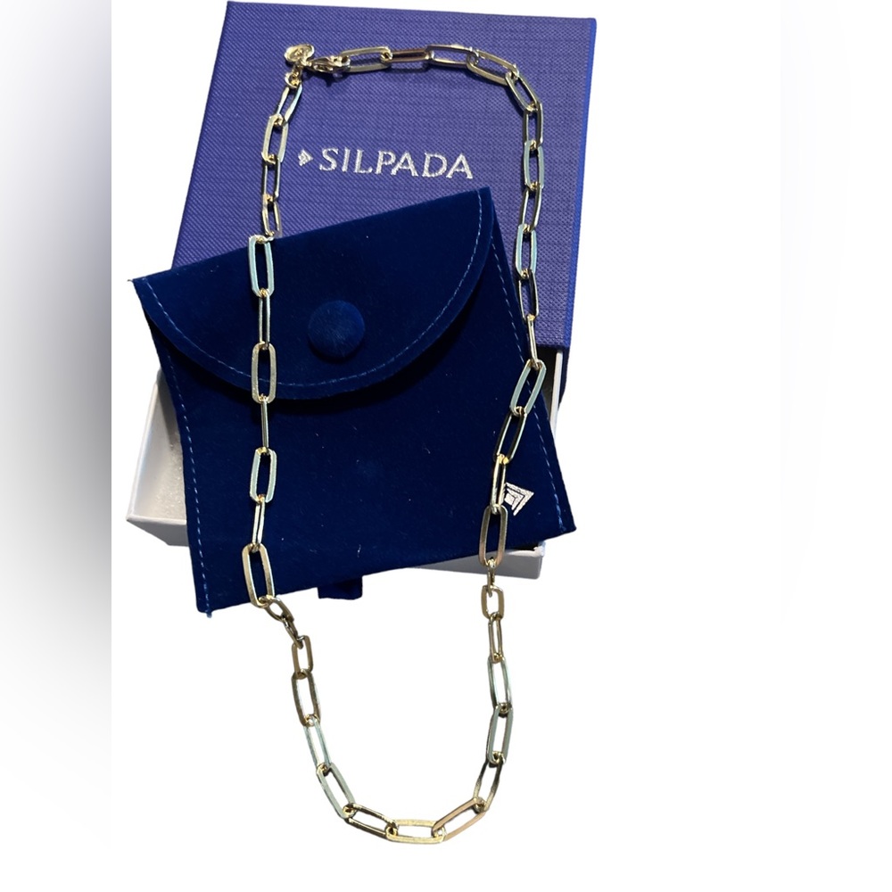 *SOLD*. Silpada 'Golden Paperclip' Chain Necklace NEW in box with pouch - Picture 2 of 10